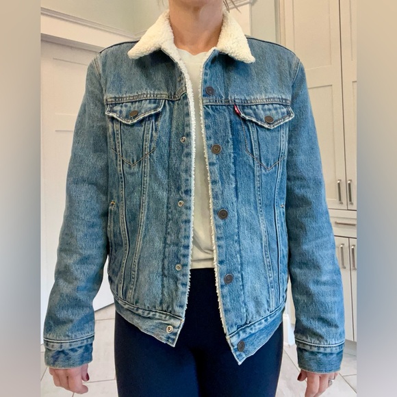 Levi’s sherpa lined denim jacket men’s  small - Picture 8 of 9